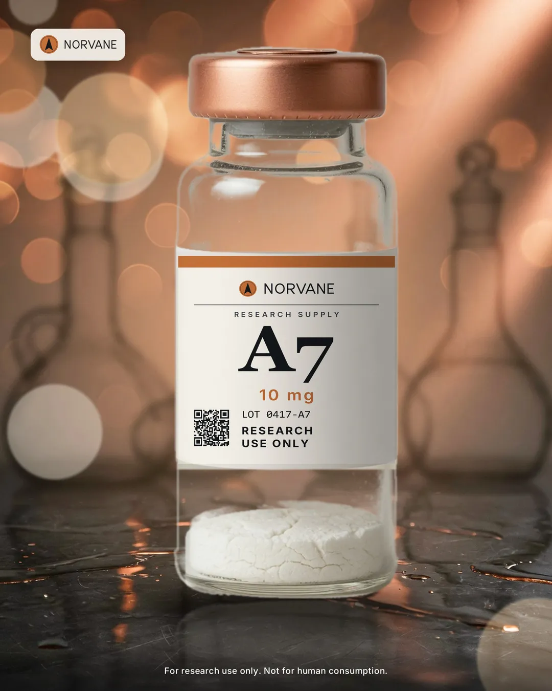 Norvane hero: one vial on copper bokeh, sample